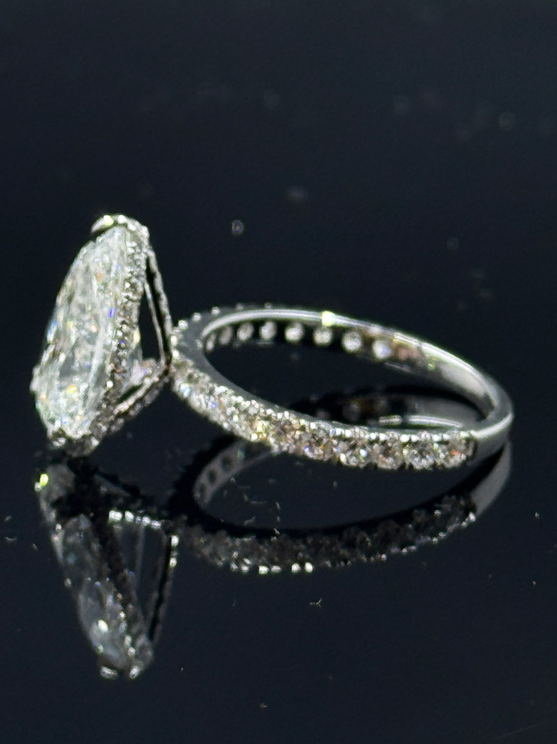 14k White Gold Pear Diamond Bridal Set – 5.59ctw, Size 7