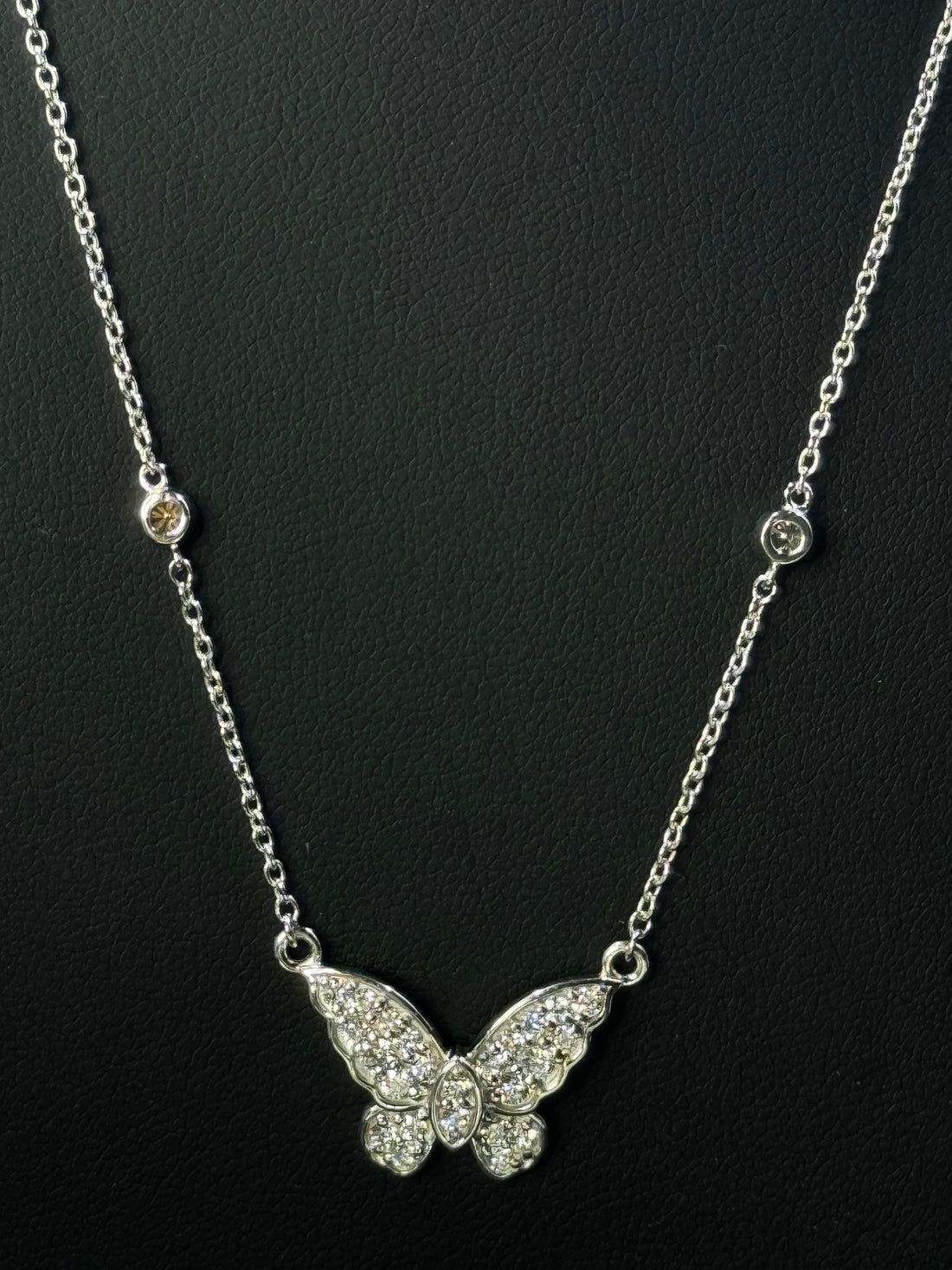 Sterling Silver 1.00ctw Lab-Grown Diamond Butterfly Station Necklace – 18"