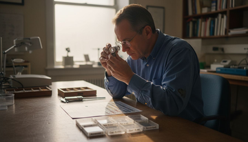 Gemologist examining lab-grown diamond comparison