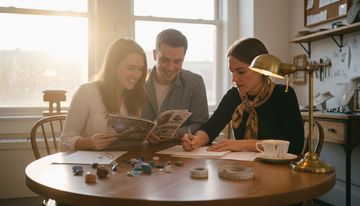 Designer sketches custom ring for couple