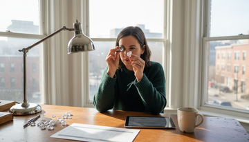 Jewelry designer inspecting lab diamond