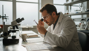 Technician inspects lab-grown diamond in laboratory