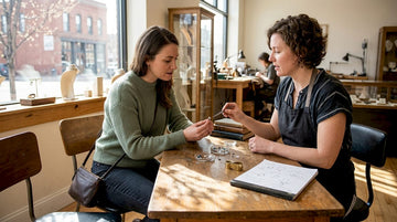 Denver jeweler shows eco-friendly ring to customer