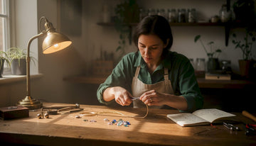 Jeweler shaping recycled gold at home workbench
