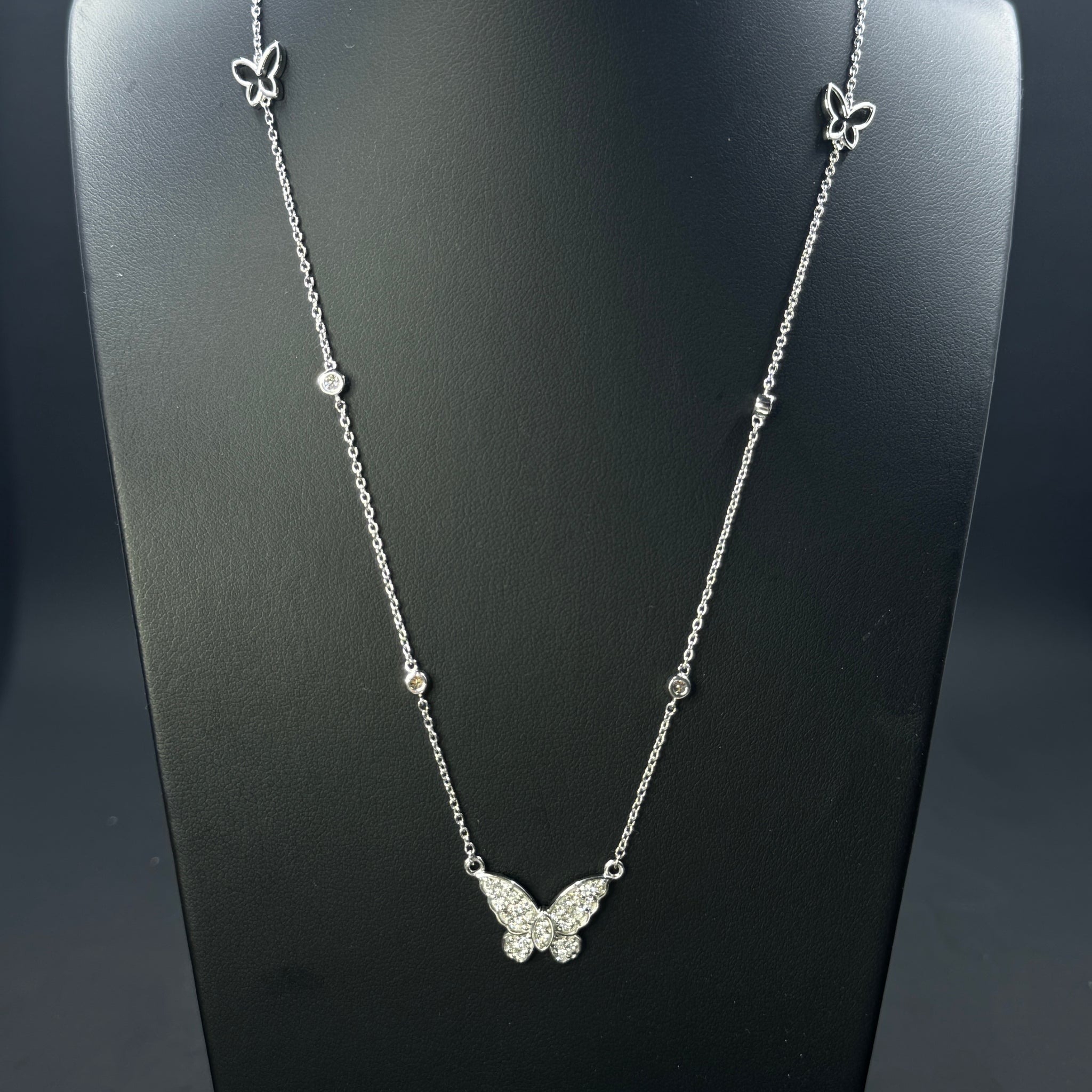 Sterling Silver 1.00ctw Lab-Grown Diamond Butterfly Station Necklace – 18"