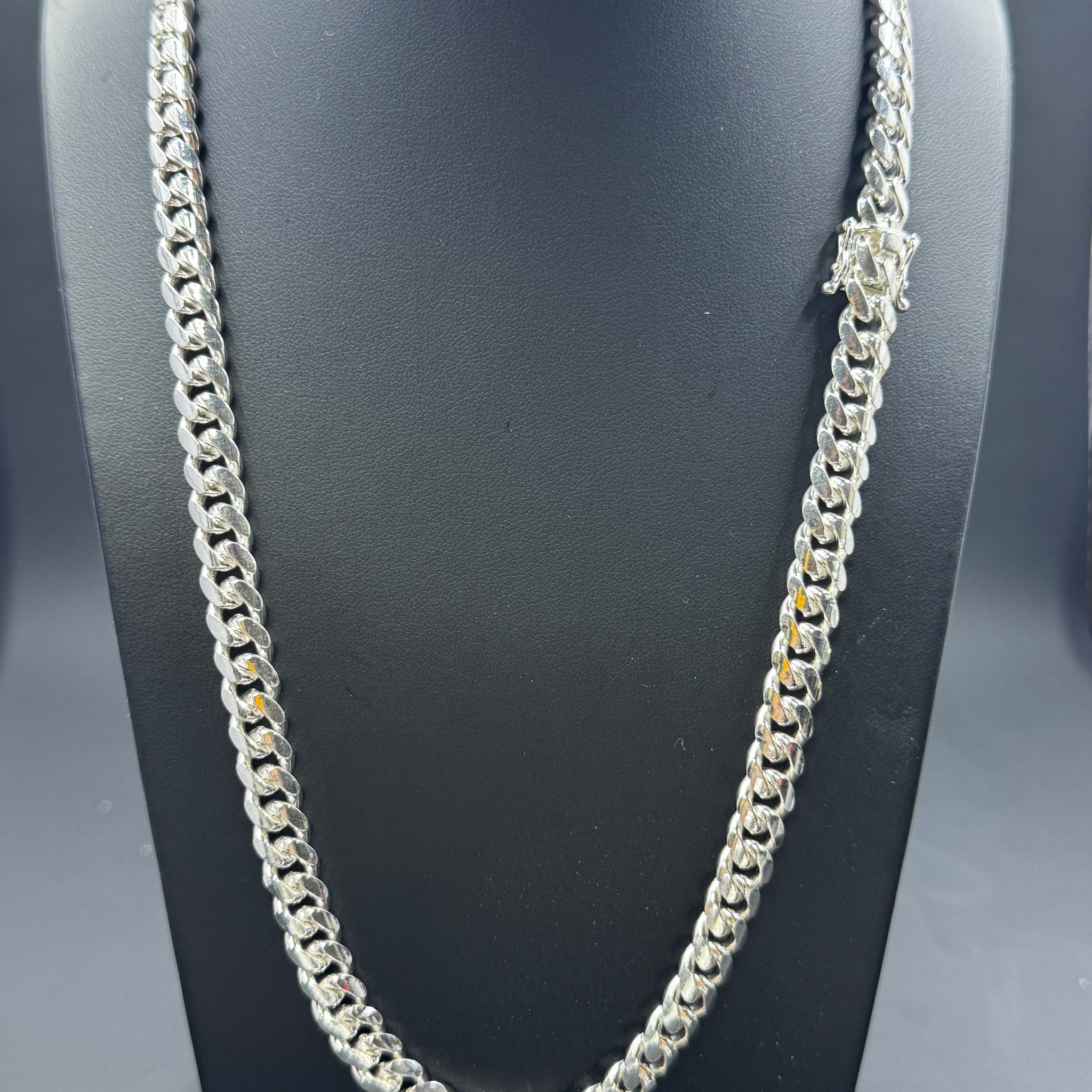 8mm Sterling Silver Cuban Chain Necklace – Multiple Lengths