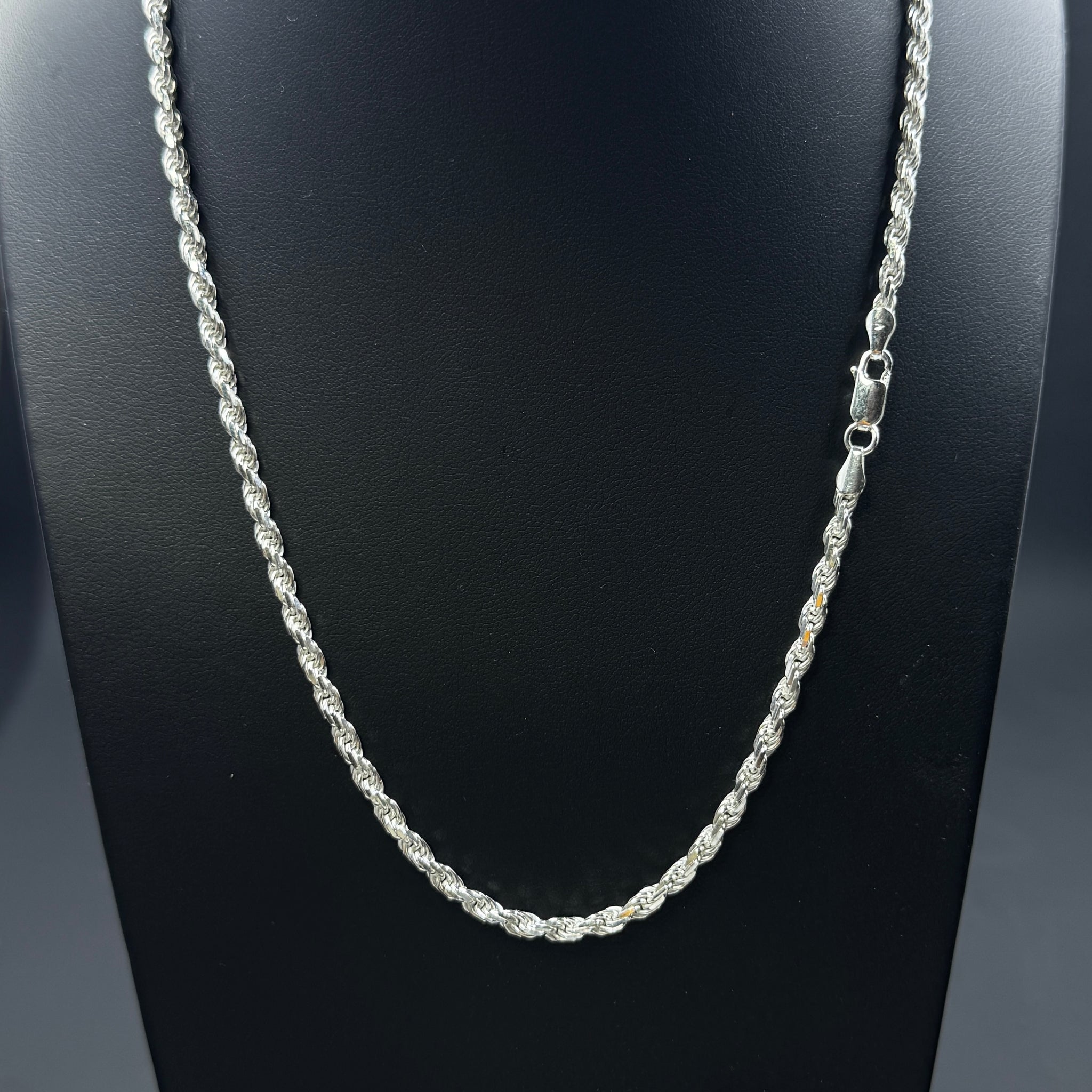 3mm Sterling Silver Rope Chain Necklace – Multiple Lengths
