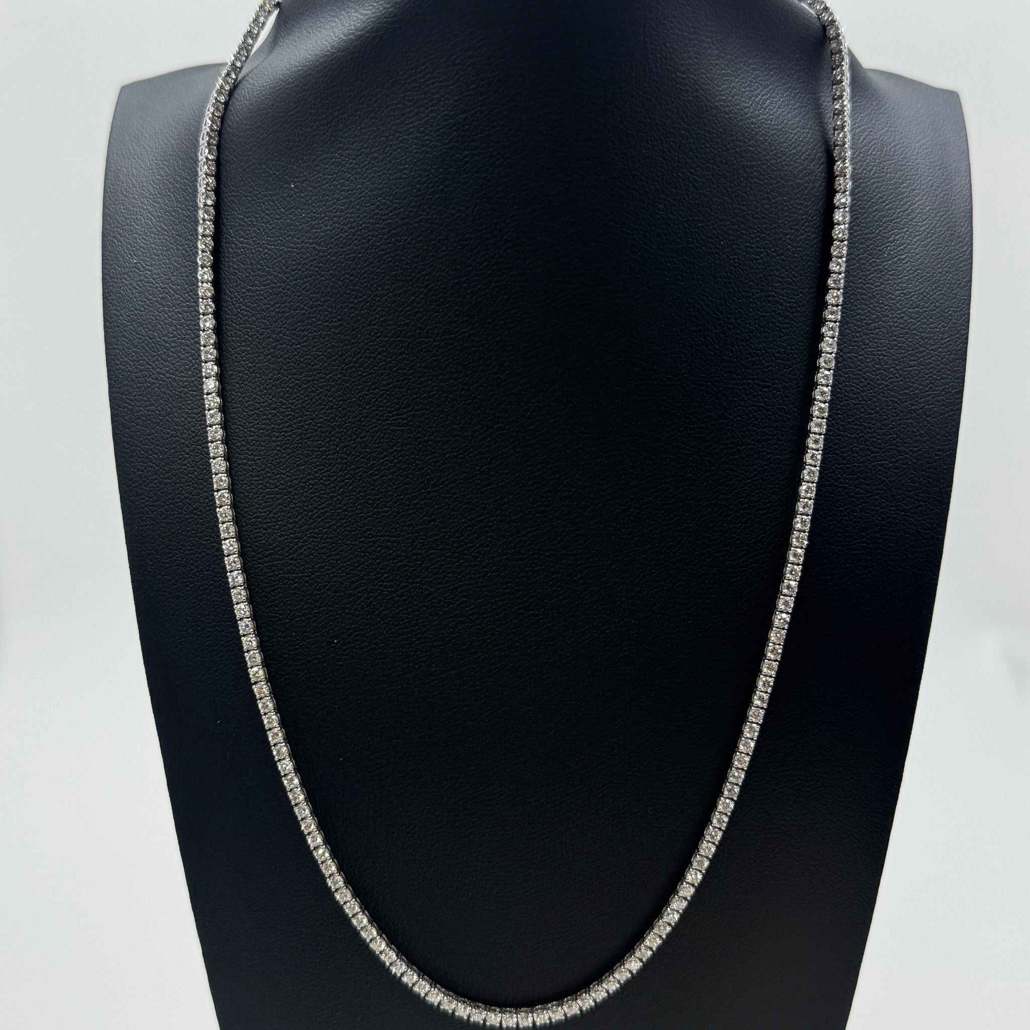 14k White Gold 6ctw Lab-Grown Diamond Tennis Necklace – 17"