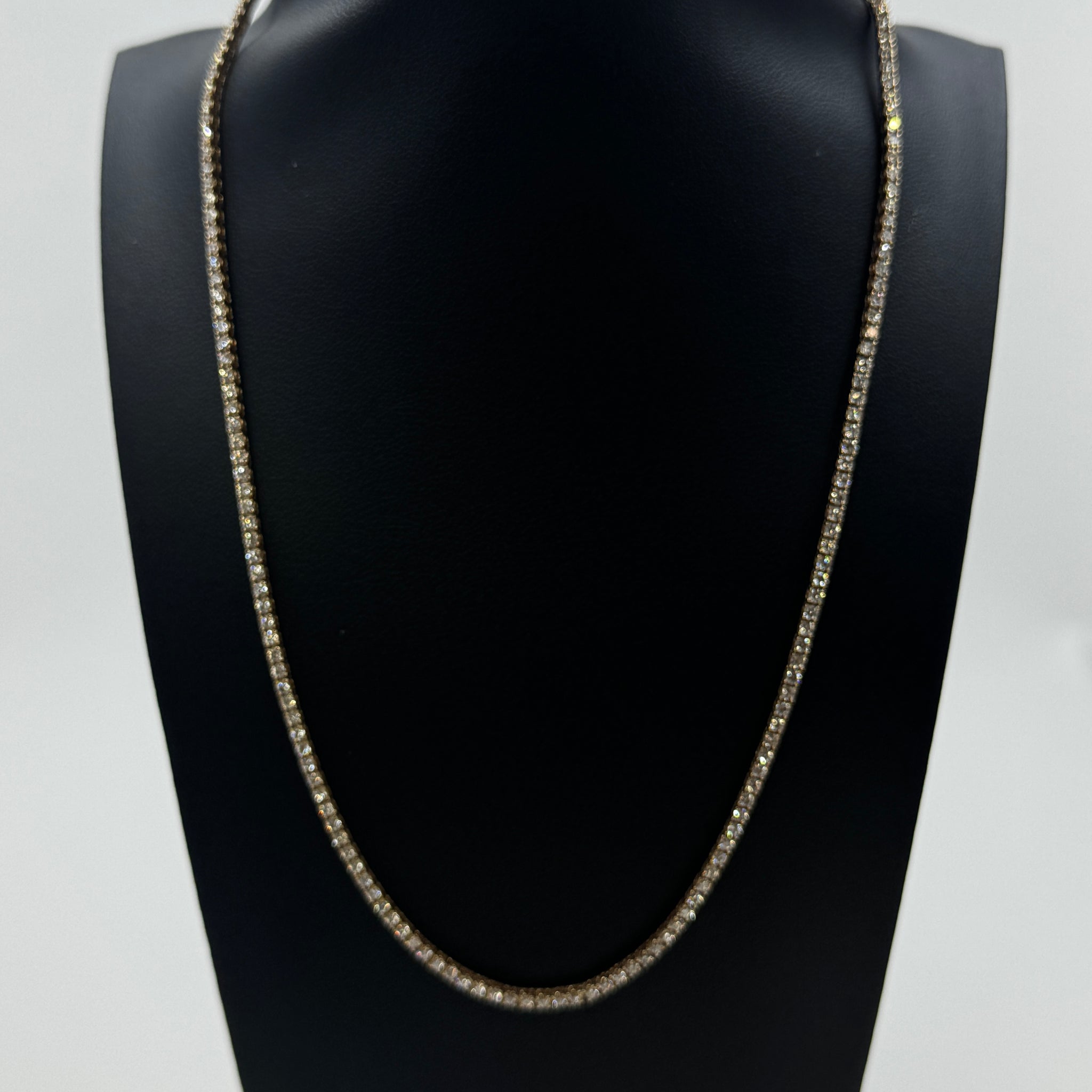 14k Yellow Gold 6ctw Lab-Grown Diamond Tennis Necklace – 17"