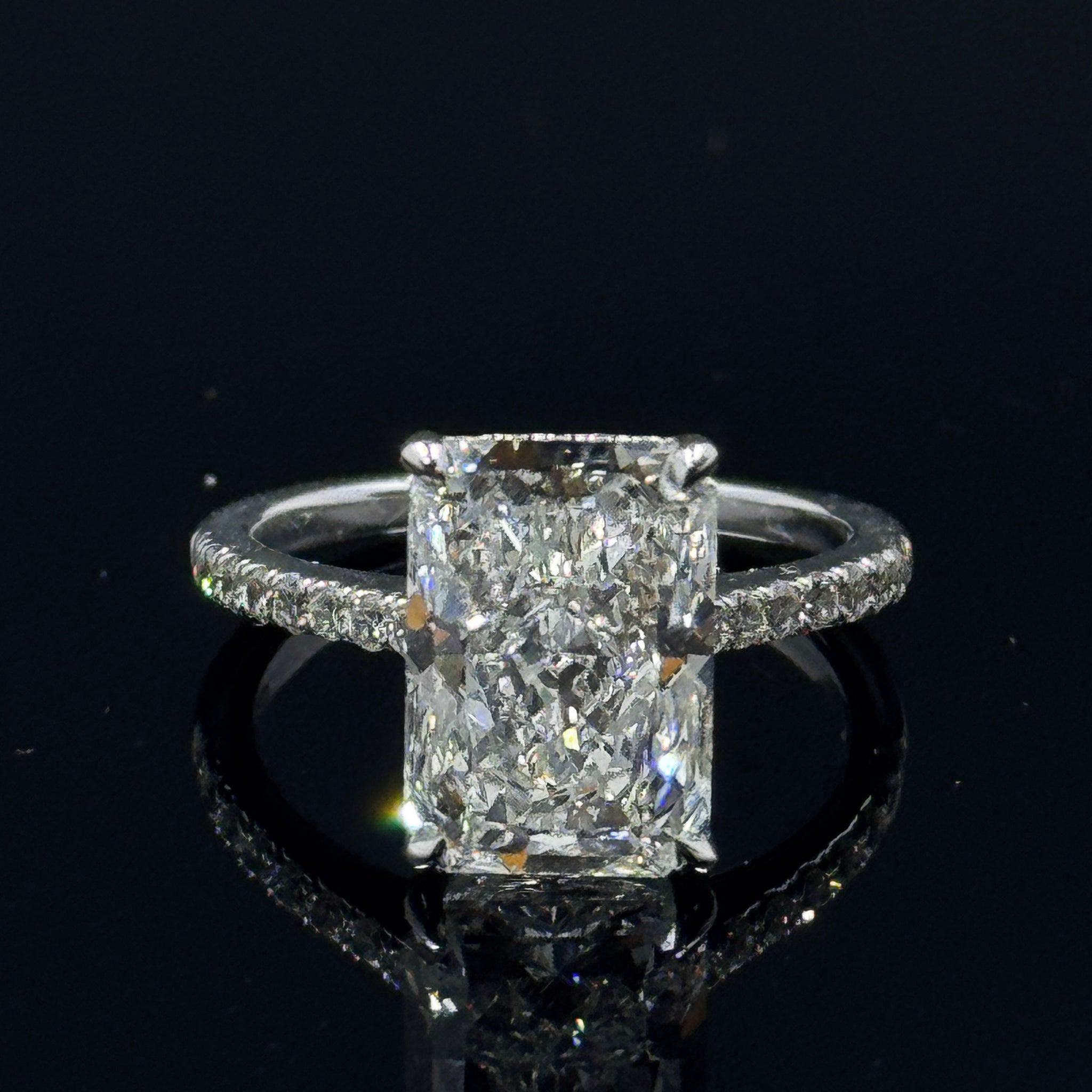 14k White Gold Lissome Radiant Diamond Engagement Ring – 4.84ct, Size 7