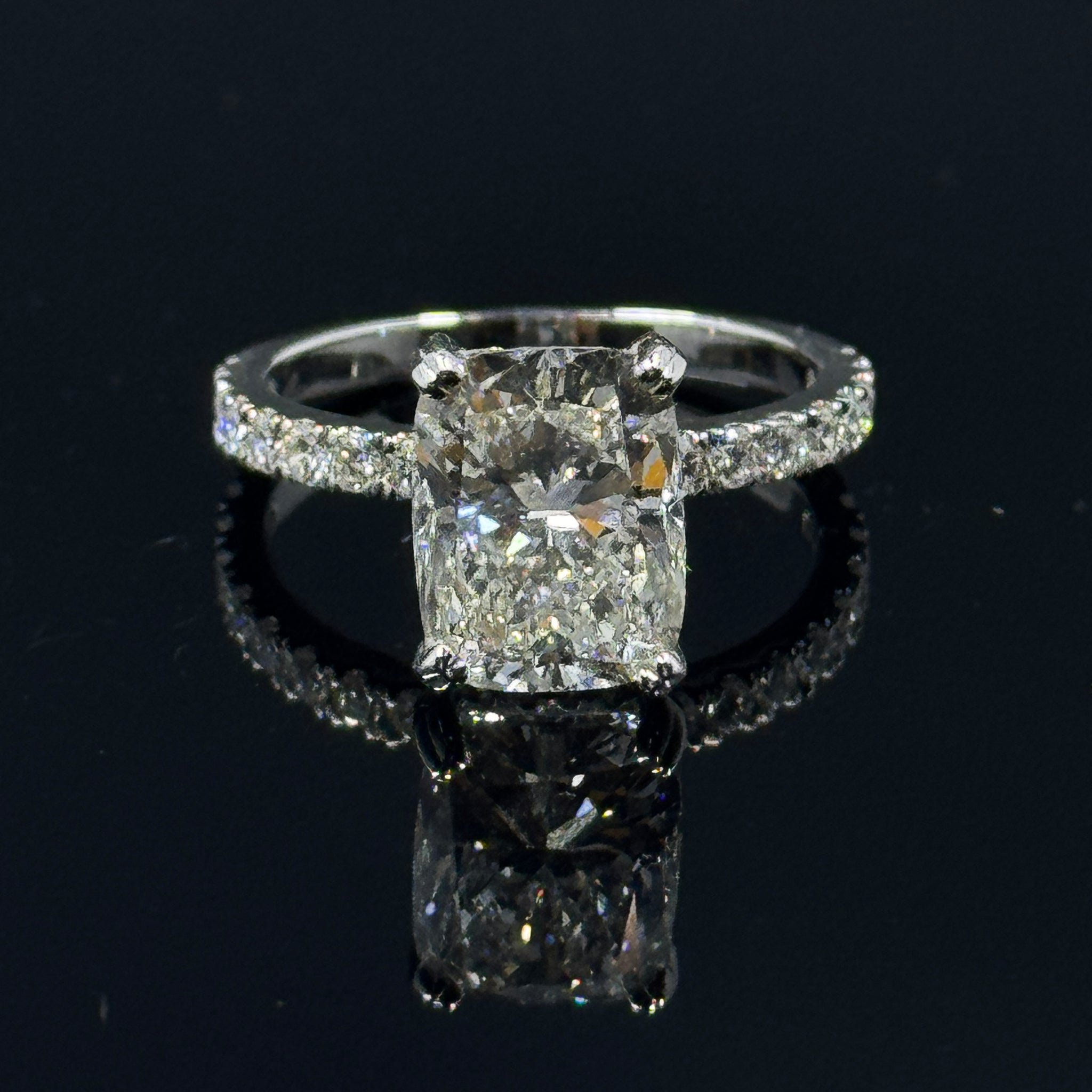 14k White Gold Cushion-Cut Lab-Grown Diamond Ring – 4.27ctw, Size 7