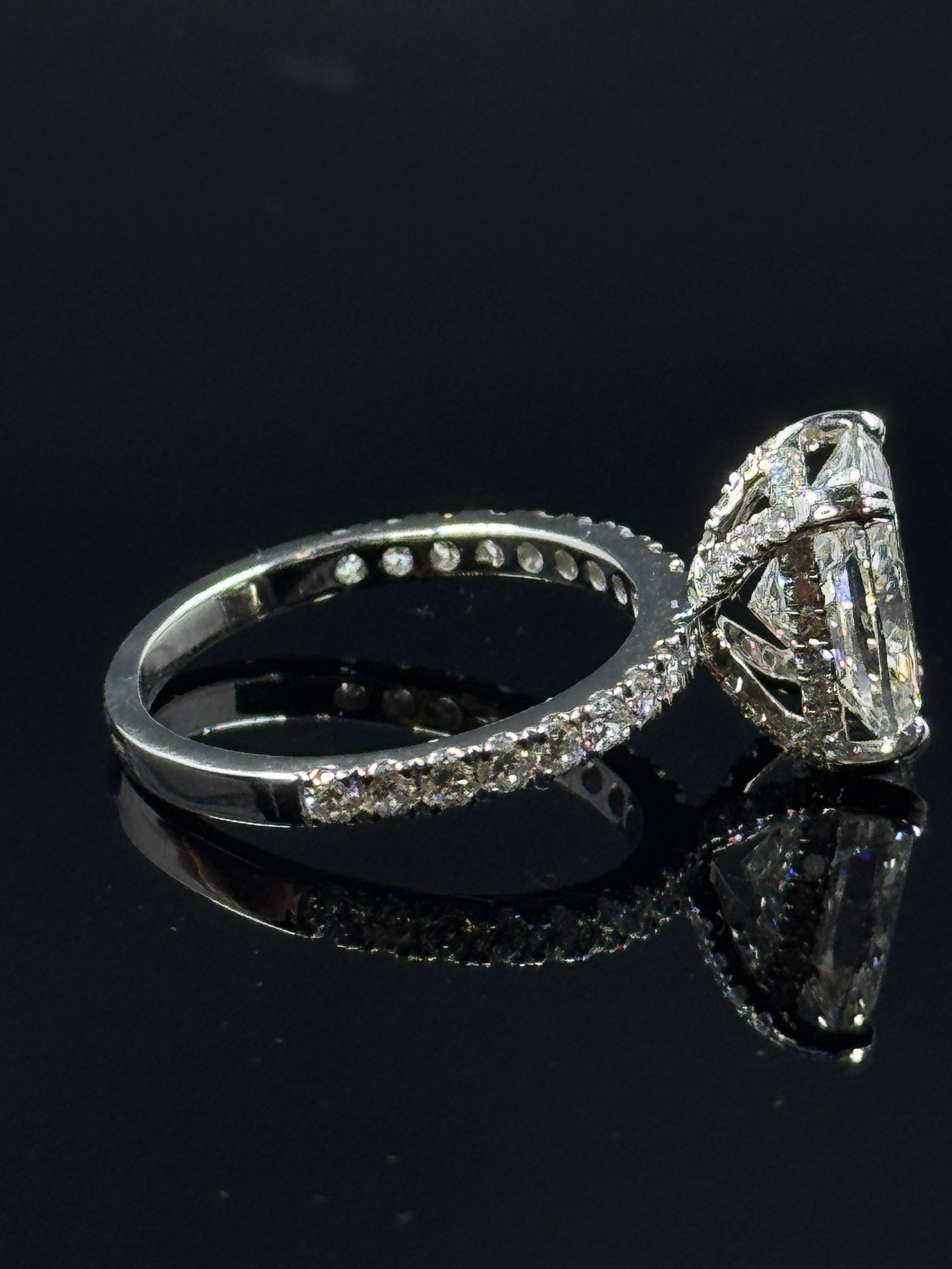 14k White Gold Cushion-Cut Lab-Grown Diamond Ring – 4.27ctw, Size 7