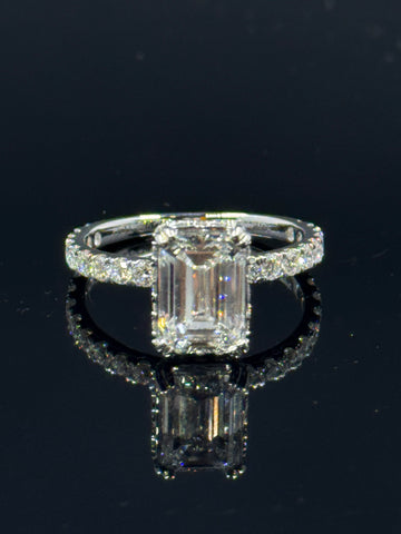 14k White Gold Emerald-Cut Lab-Grown Diamond Ring – 3.41ctw, Size 7