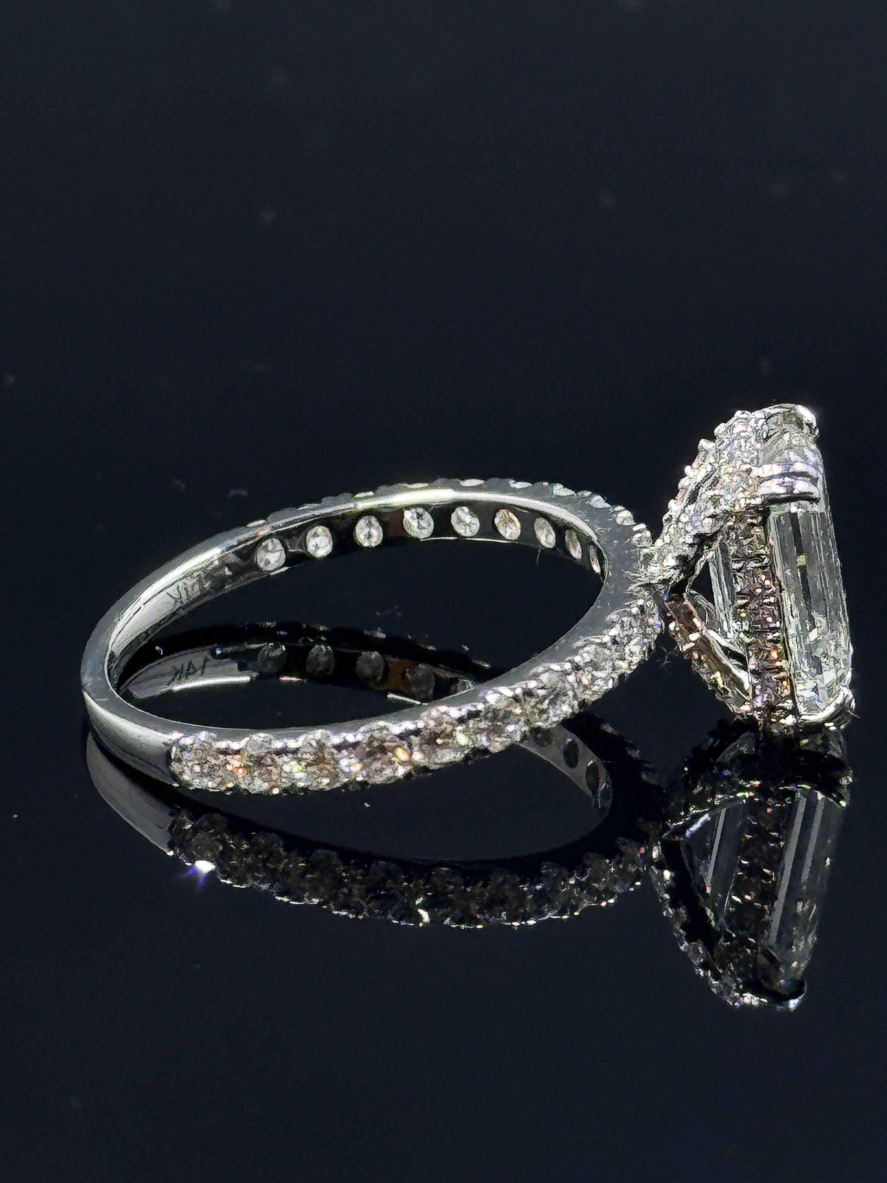 14k White Gold Emerald-Cut Lab-Grown Diamond Ring – 3.41ctw, Size 7
