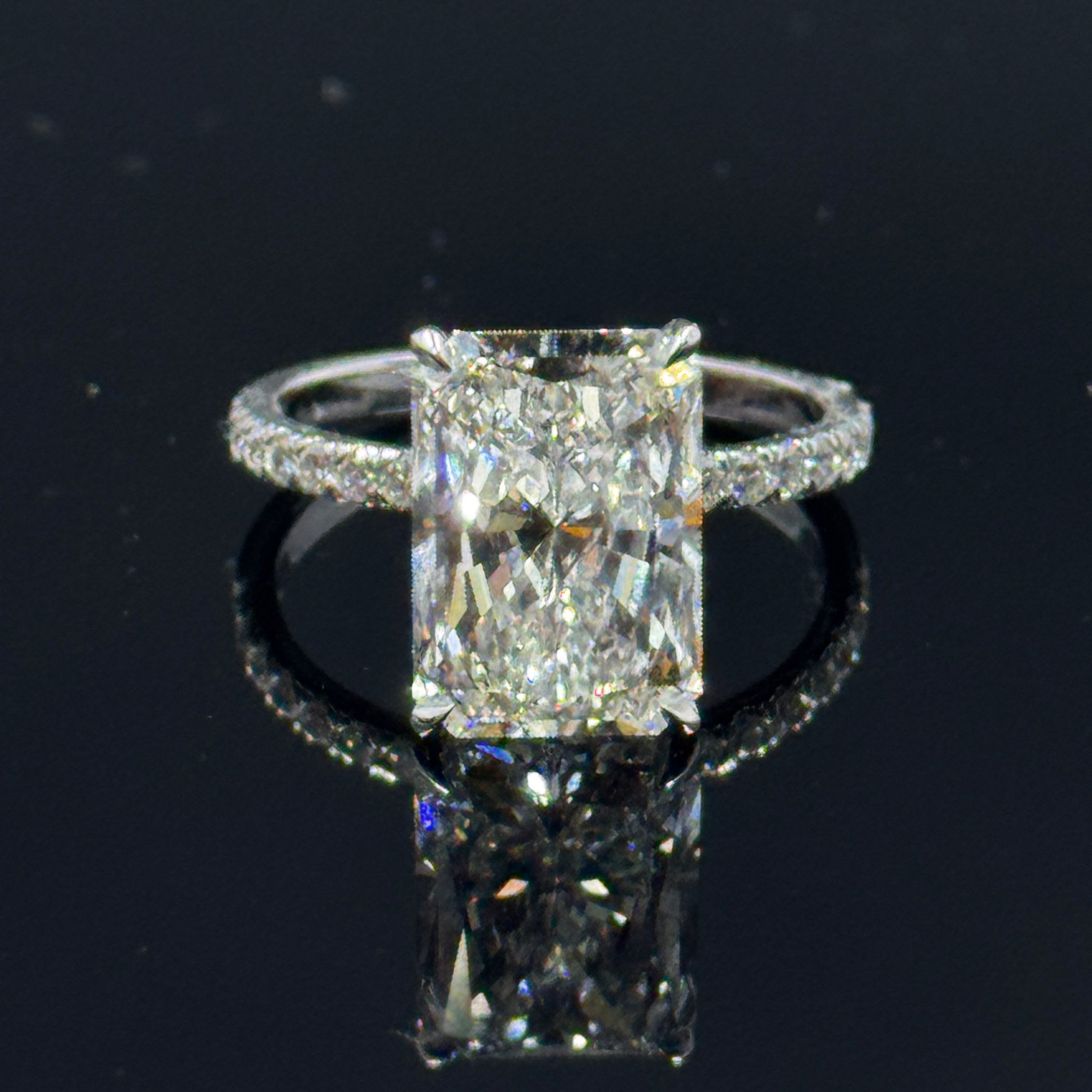 14k White Gold Radiant Diamond Engagement Ring – 5.08ct F VS1 Hidden Halo, Size 7