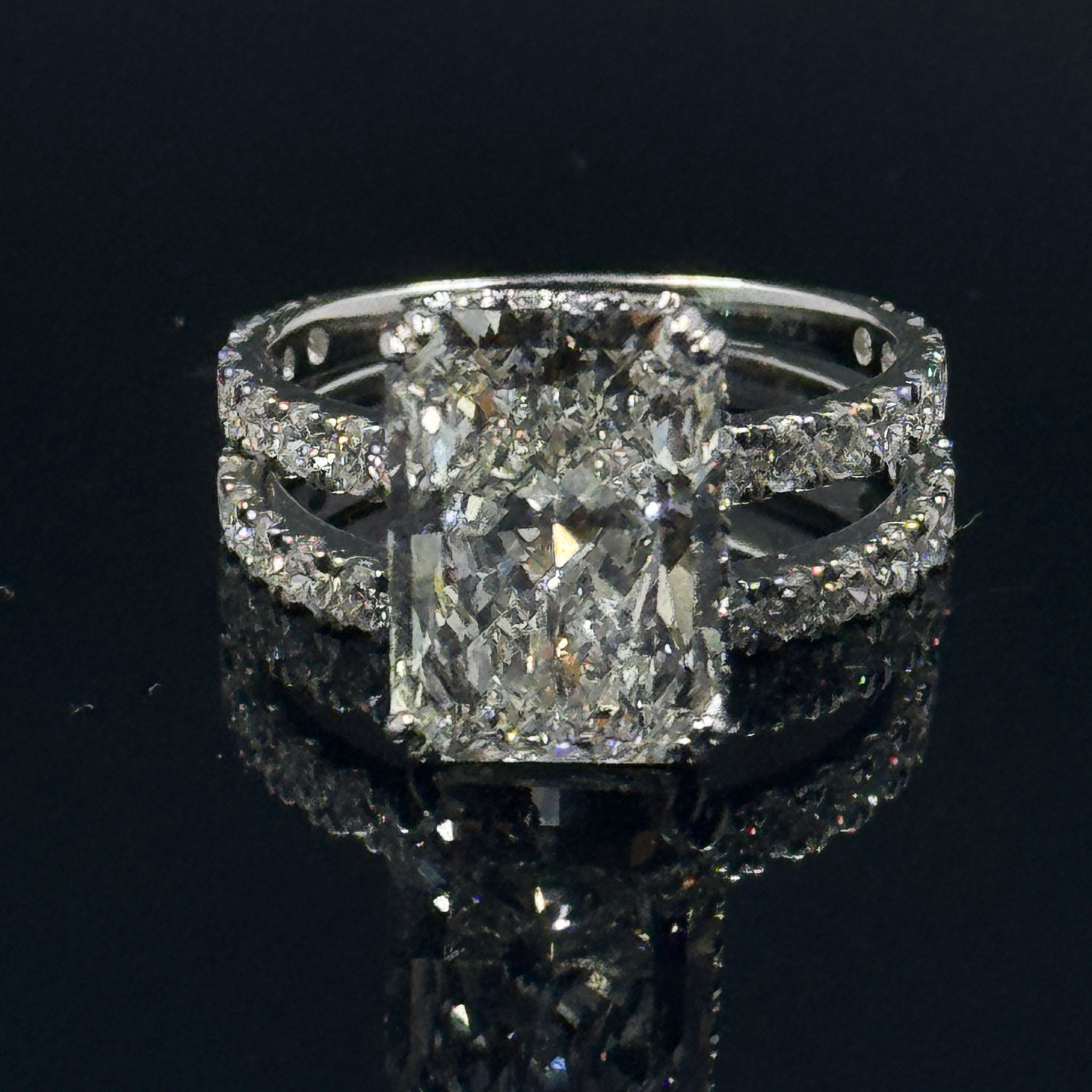 14k White Gold Radiant Diamond Bridal Set – 6.90ctw, Size 7