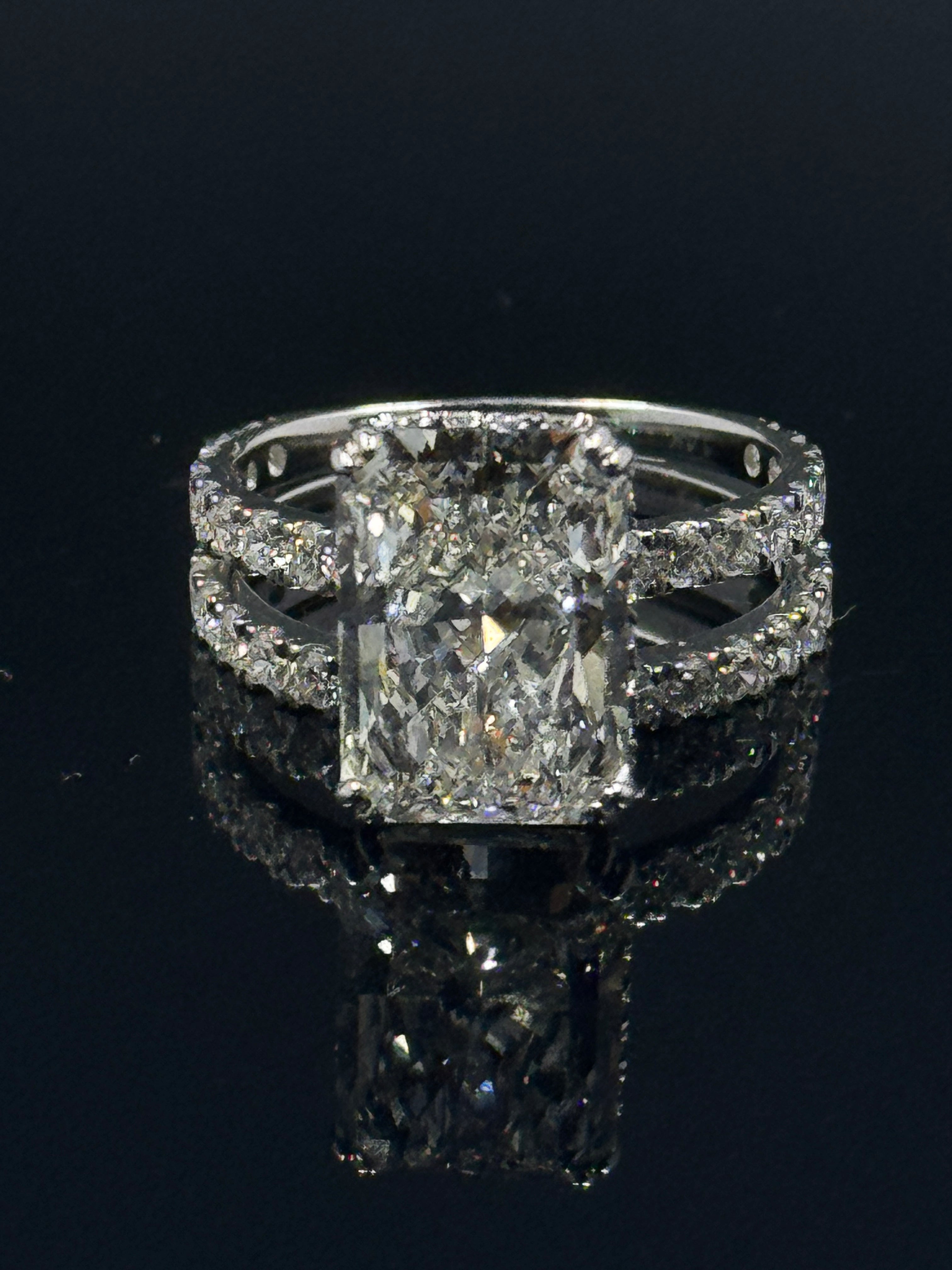 14k White Gold Radiant Diamond Bridal Set – 6.90ctw, Size 7
