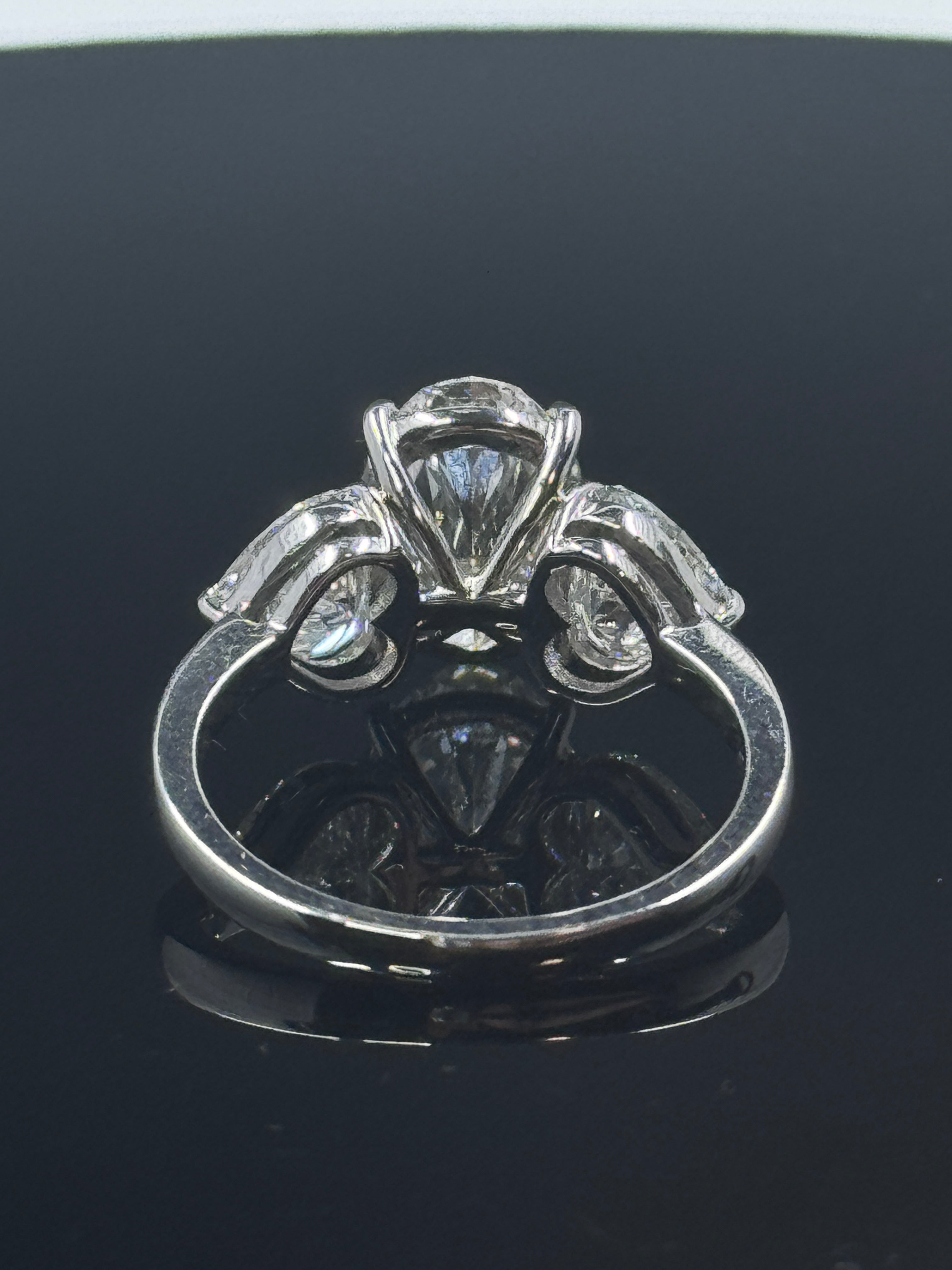 14k White Gold Oval-Cut Lab-Grown Diamond Ring with Heart Side Stones – 4.77ctw, Size 7