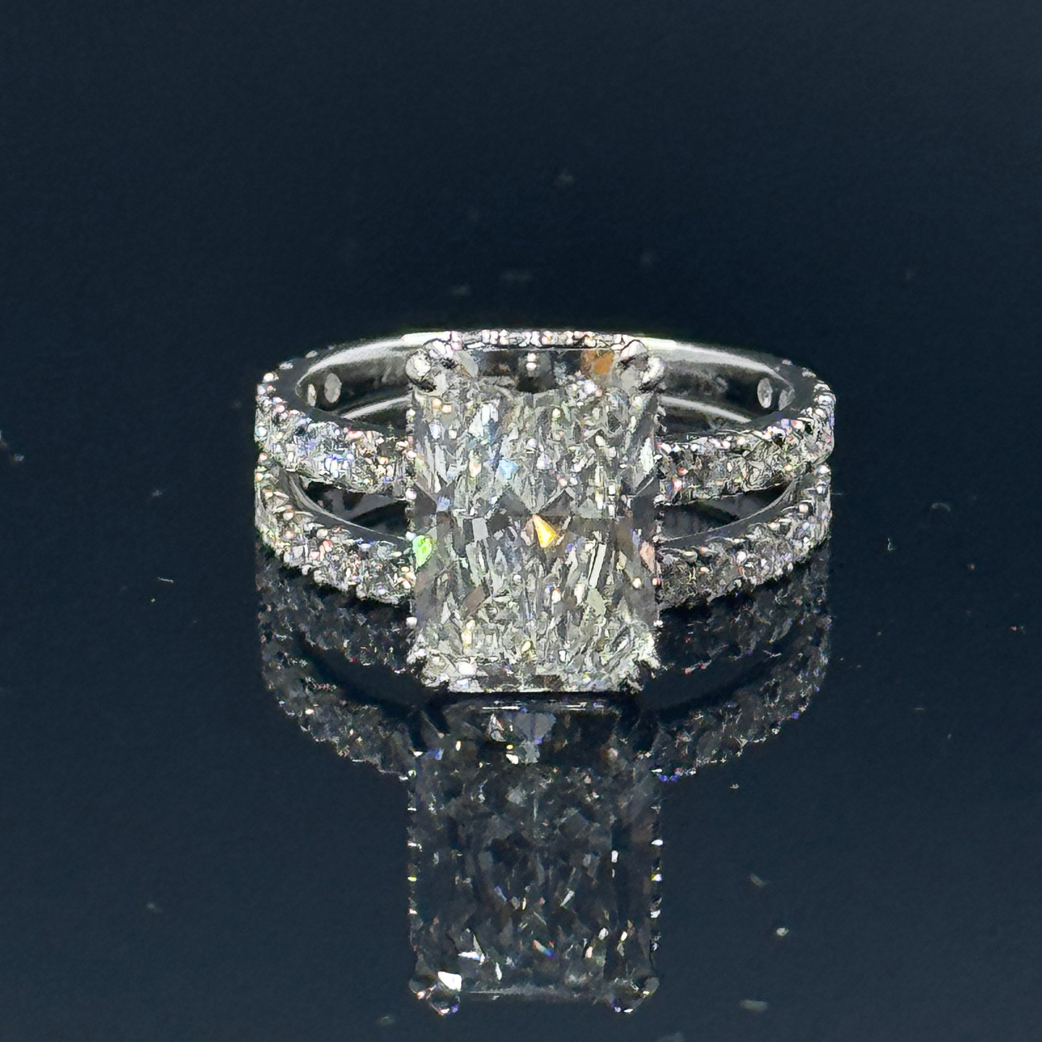14k White Gold Radiant Diamond Bridal Set – 5.93ctw, Size 7