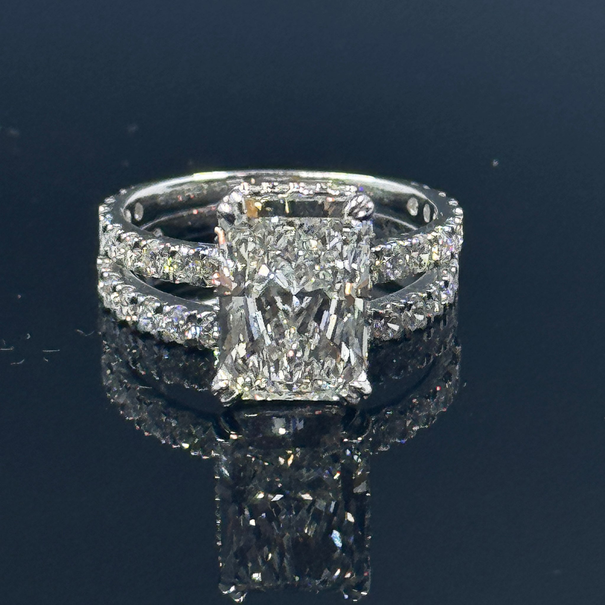 14k White Gold Radiant Diamond Bridal Set – 5.87ctw, Size 7