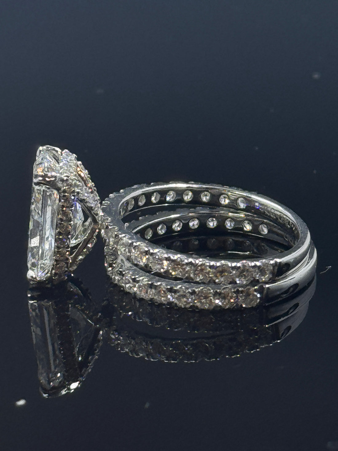 14k White Gold Radiant Diamond Bridal Set – 5.87ctw, Size 7