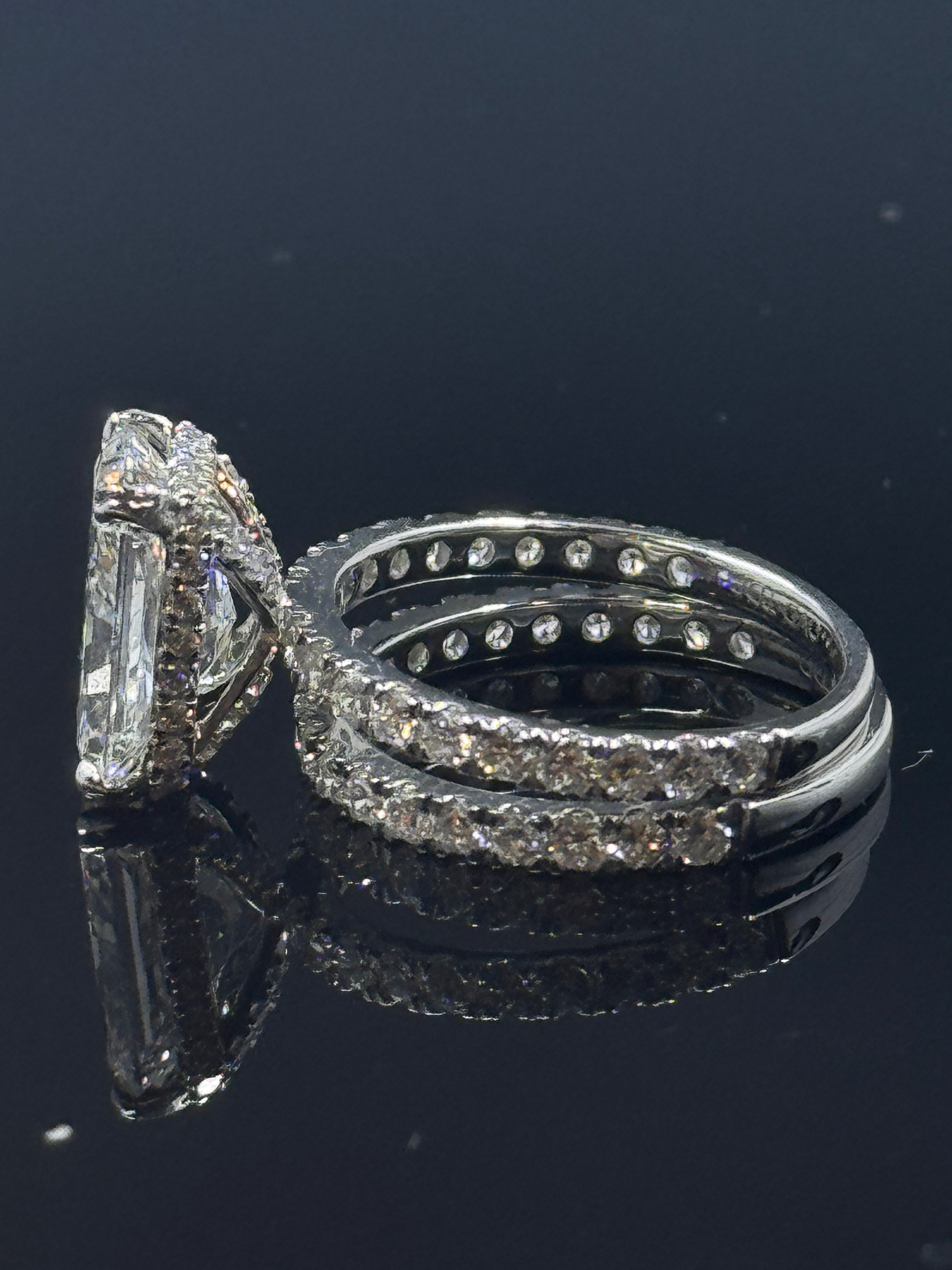 14k White Gold Radiant Diamond Bridal Set – 5.87ctw, Size 7