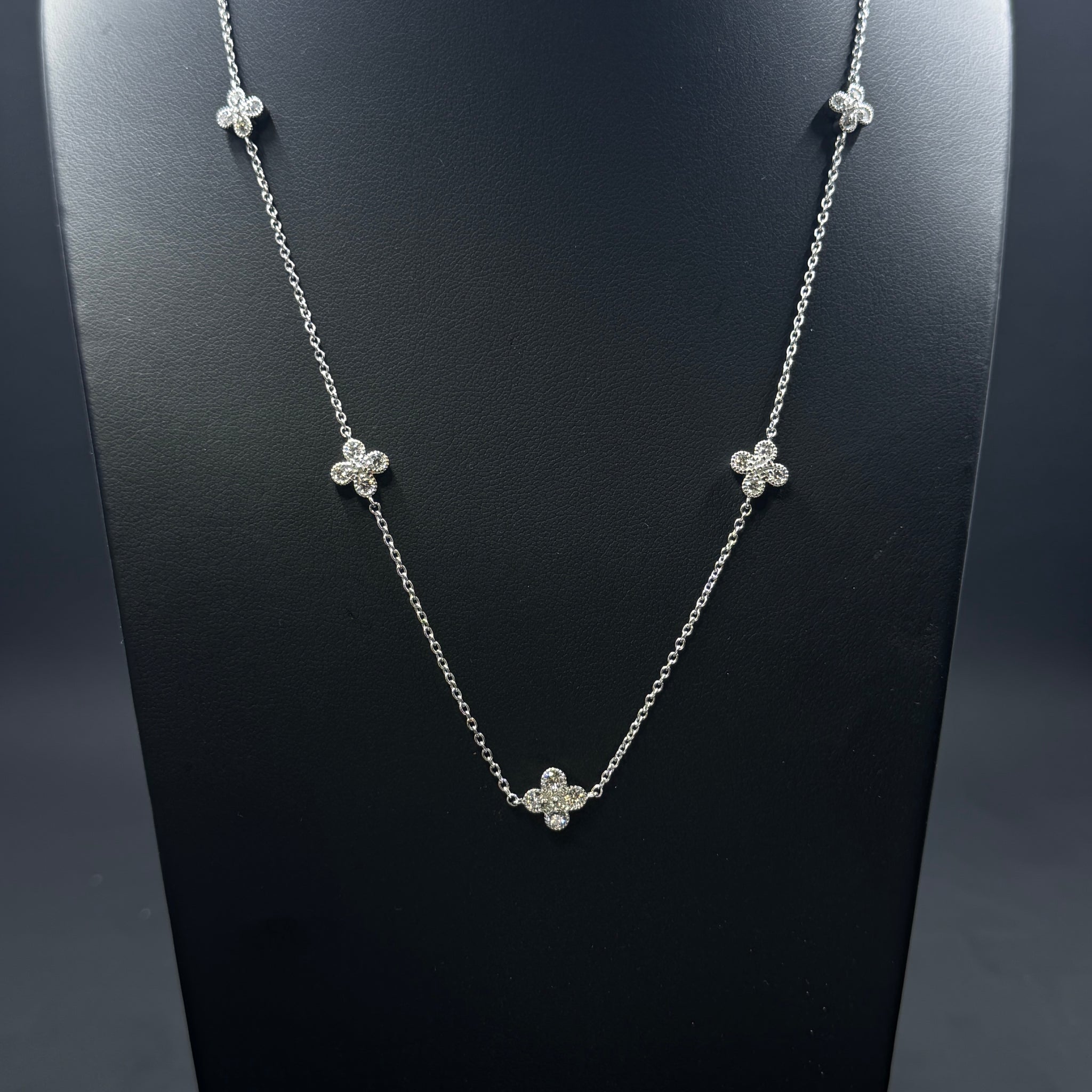 Sterling Silver 1.00ctw Lab-Grown Diamond Clover Necklace – 18"