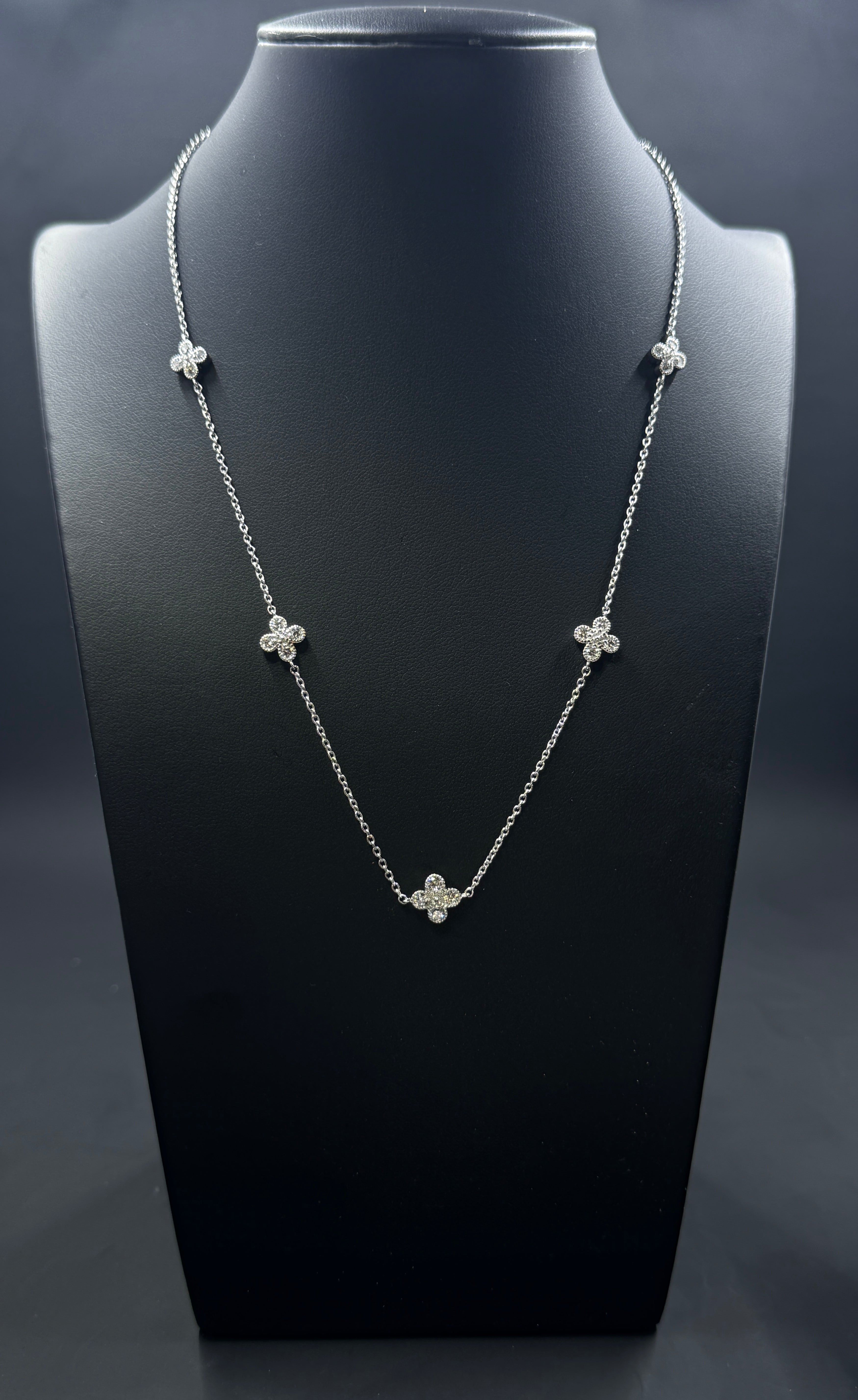 Sterling Silver 1.00ctw Lab-Grown Diamond Clover Necklace – 18"